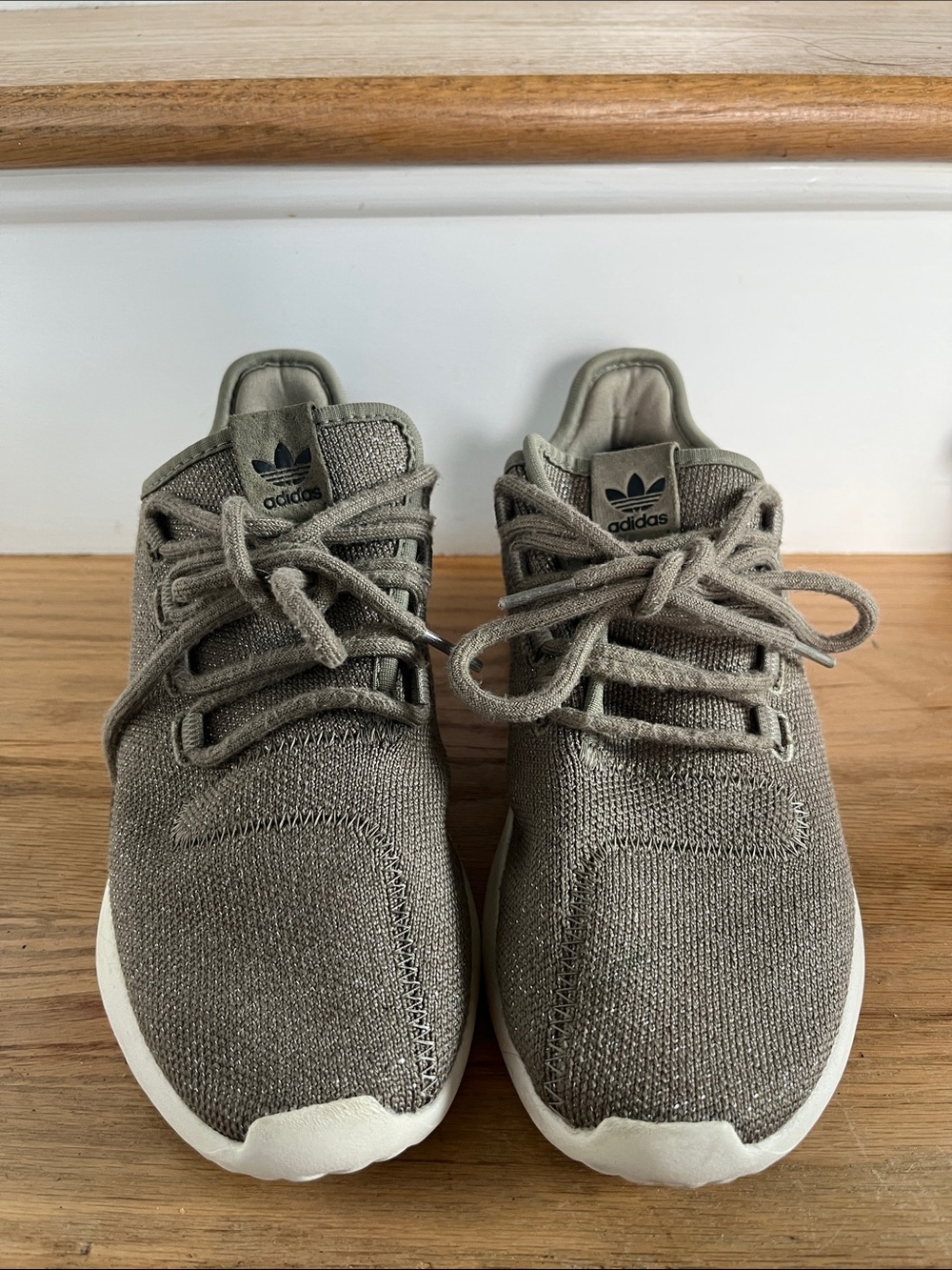 adidas Kids Taupe Knit Sneakers with White Sole